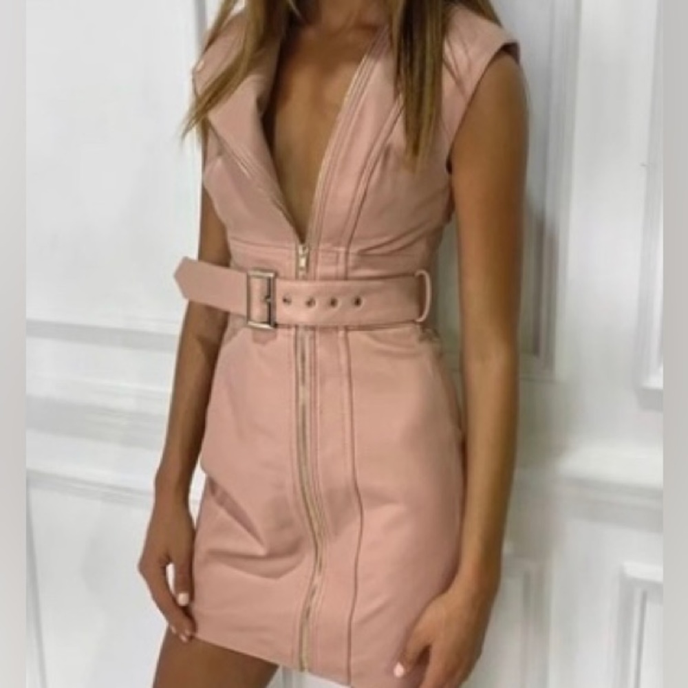 NWT MISHA COLLECTION Loren Leather Mini Dress, Size Aus 8 (US 4)